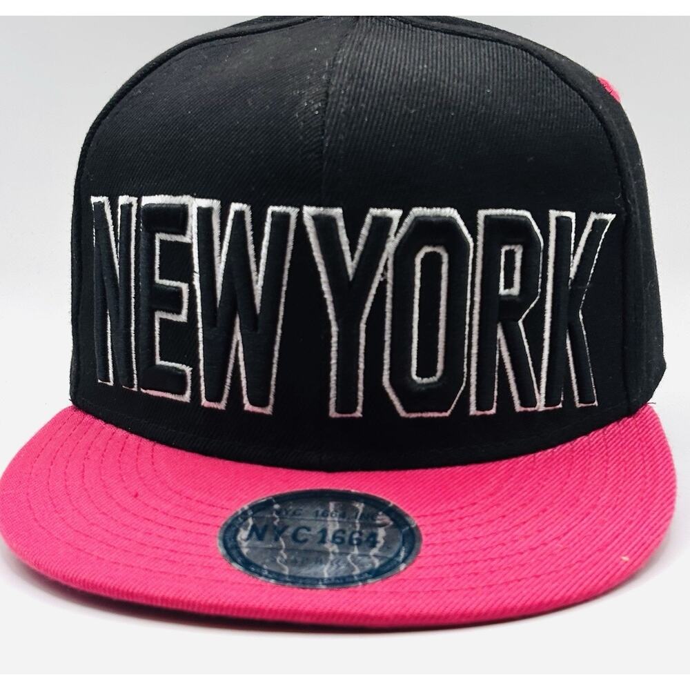 New York SnapBack Hat Two Tone Black Pink NYC